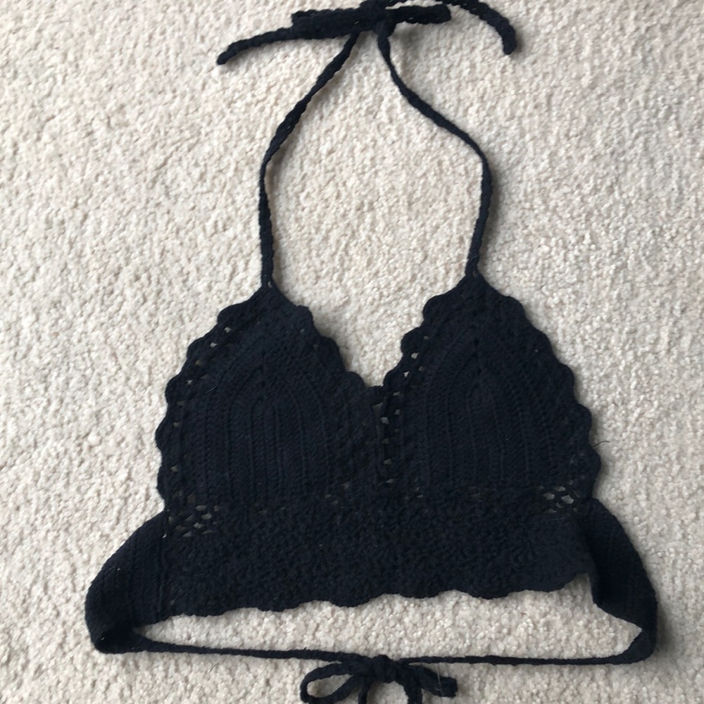 Black halter crochet top!